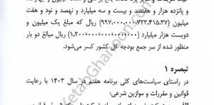 کتاب قانون بودجه سال 1403 کل کشور حسین رسولی