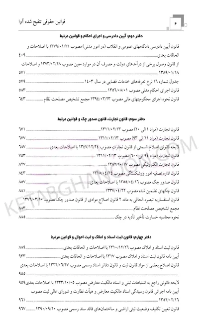 قوانین حقوقی تنقیح شده آوا (کاربردی)